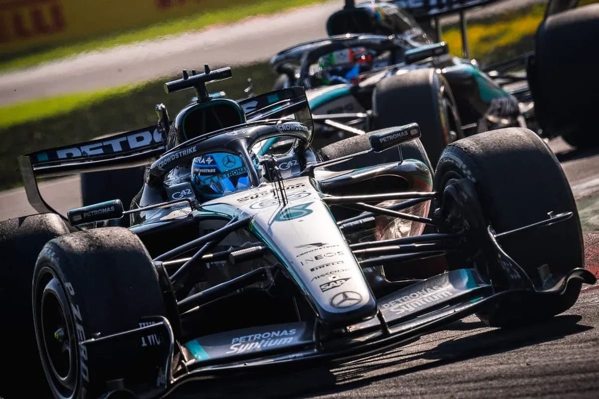 Mercedes Formula 1 car racing on track