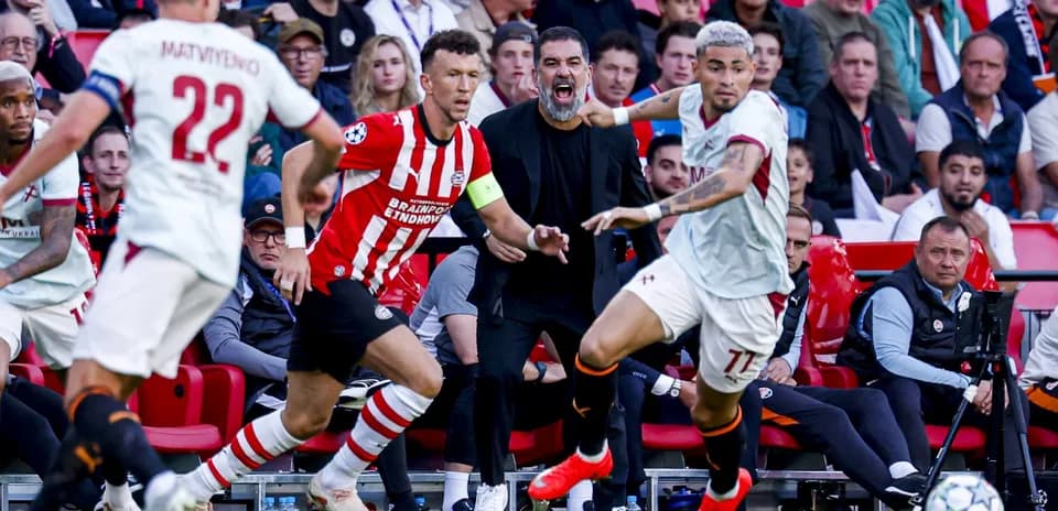 Players competing during a Champions League match
