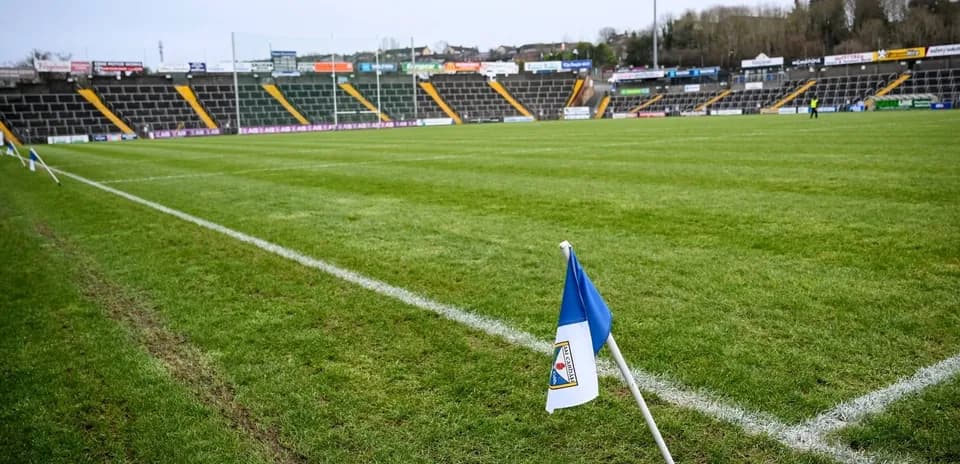 Corner flag at a football stadium pitch