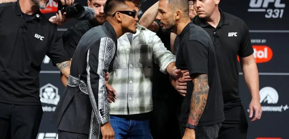 Fighters face-off at UFC 331 weigh-in event