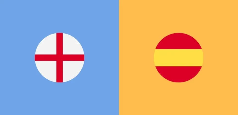 Flags of England and Spain on colorful backgrounds