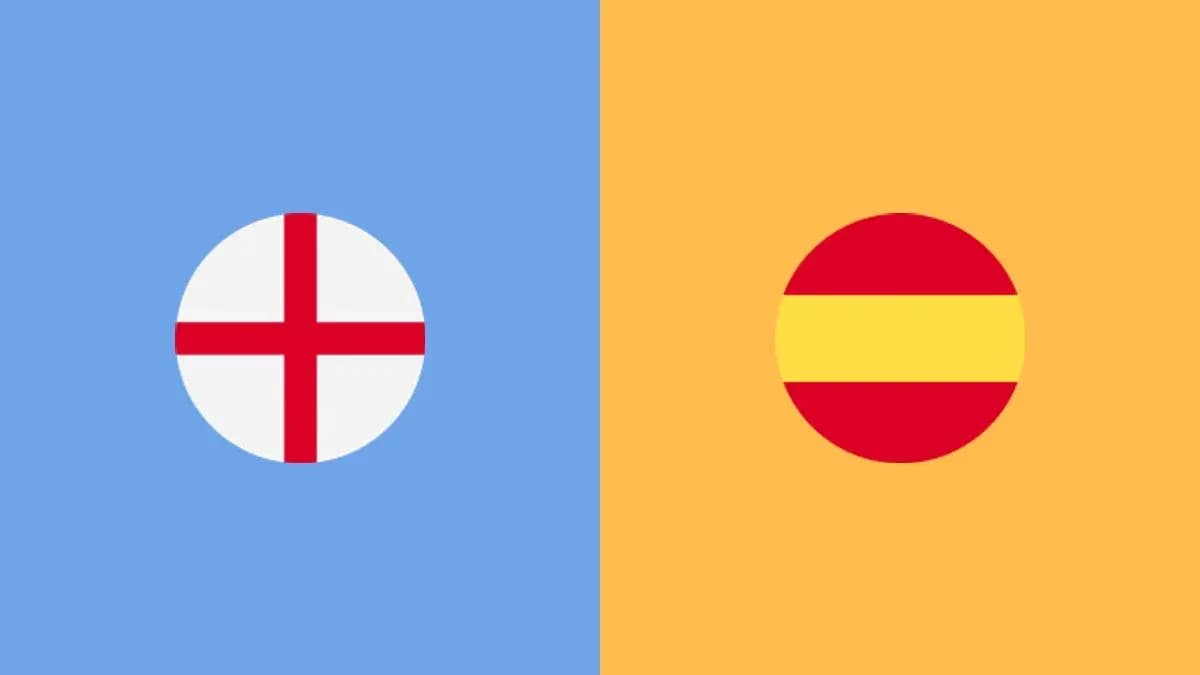 Flags of England and Spain on colorful backgrounds
