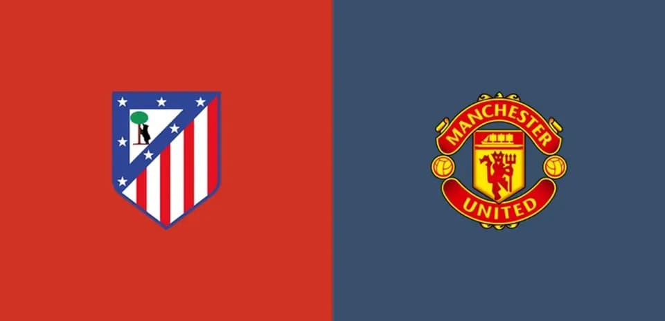Logos of Atlético Madrid and Manchester United