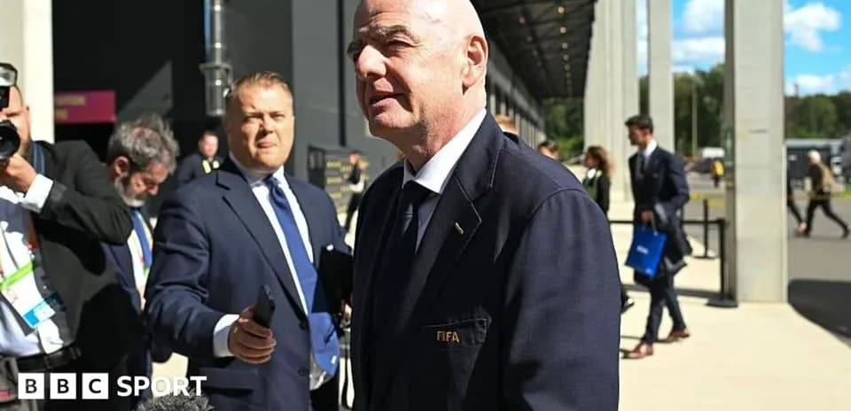 FIFA president speaking to media outside venue
