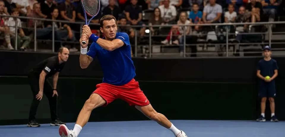 Player preparing to hit a backhand shot in match