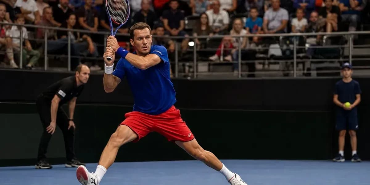 Player preparing to hit a backhand shot in match