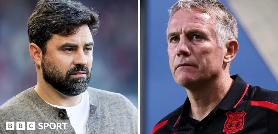 Two football managers in profile view