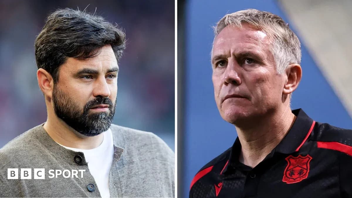 Two football managers in profile view