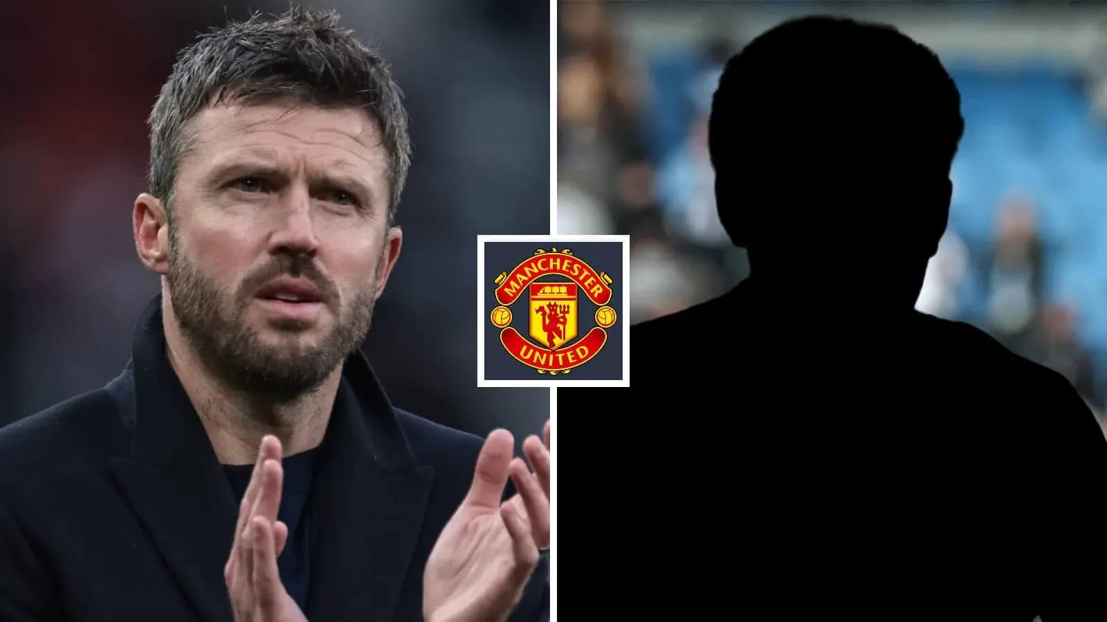 Man applauding with Manchester United logo in background