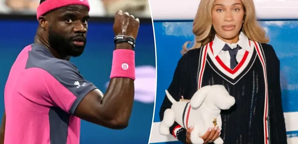 Tennis player celebrating and fashion model posing