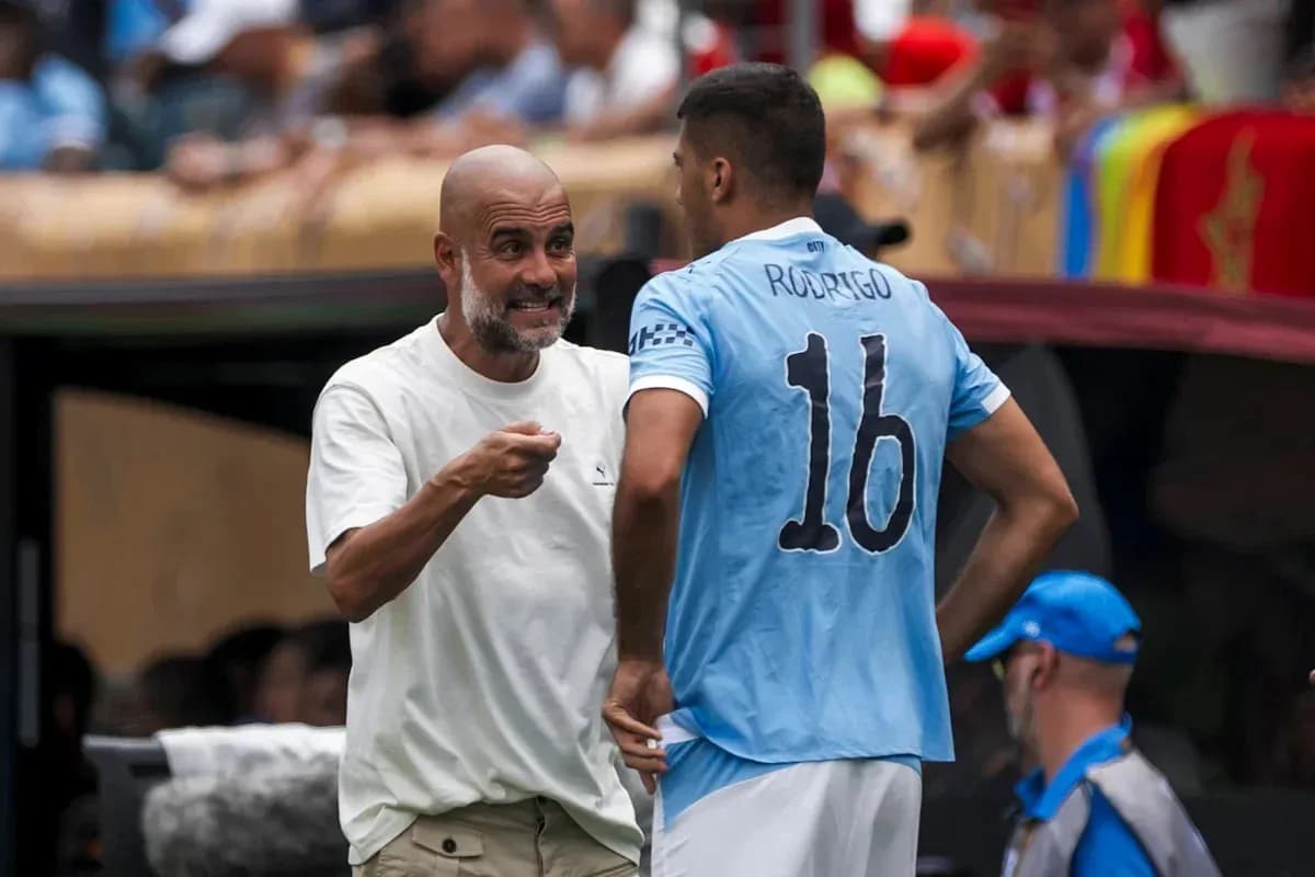 Coach instructing player on the sidelines during match