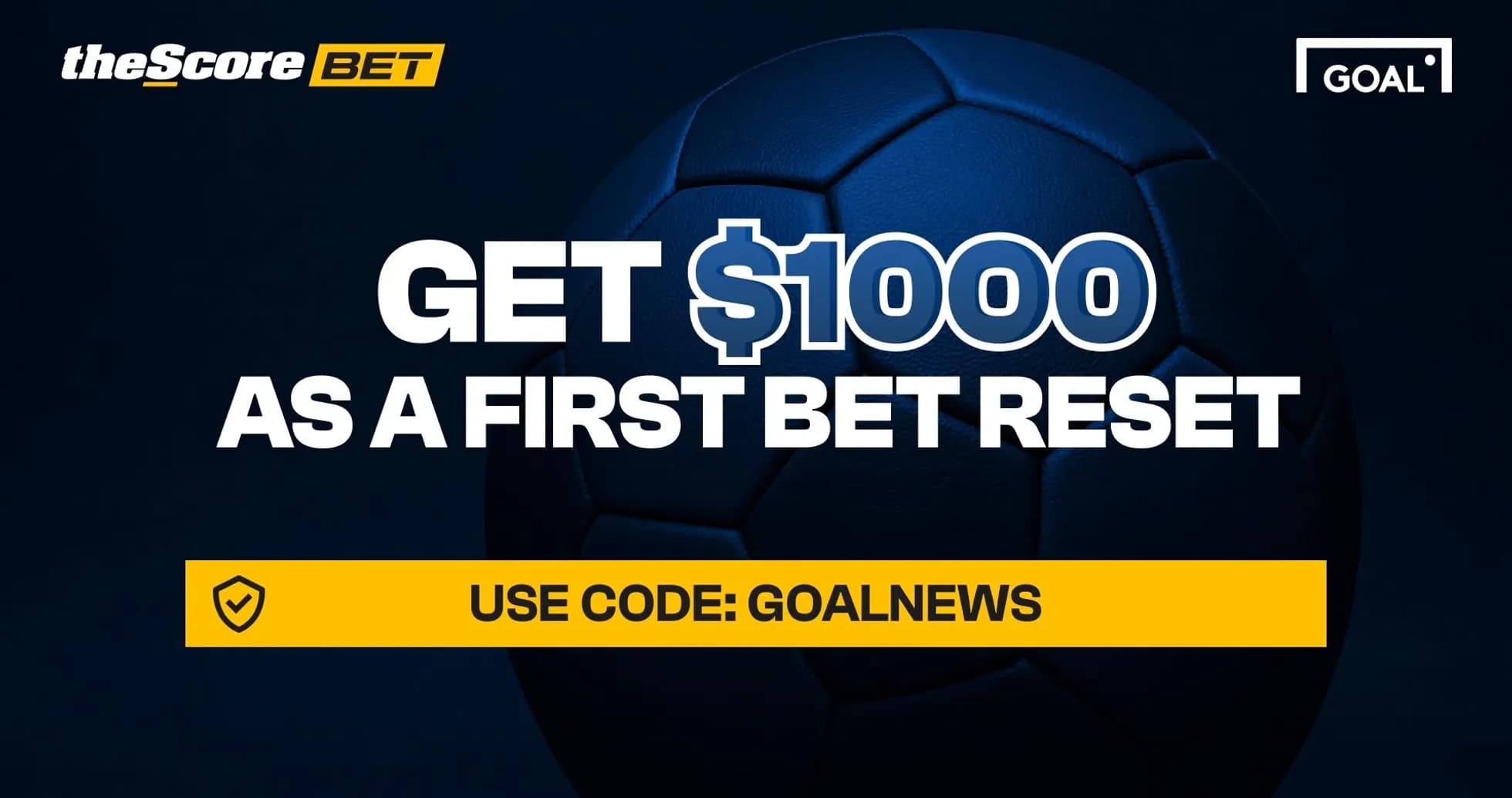 Promotional graphic for betting offer with soccer ball