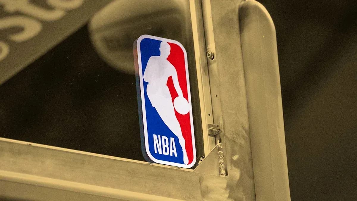 NBA logo sticker on a glass surface