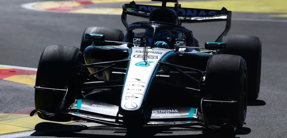 Mercedes Formula 1 car racing on track