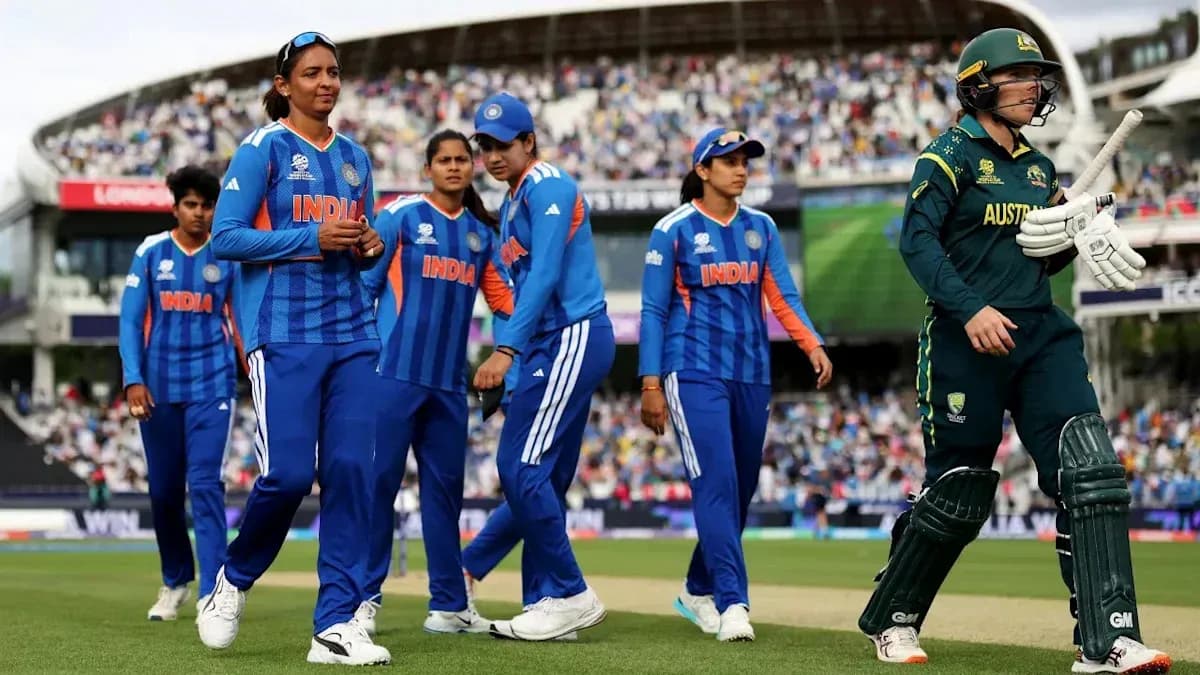 Indian women's cricket team walking onto the field