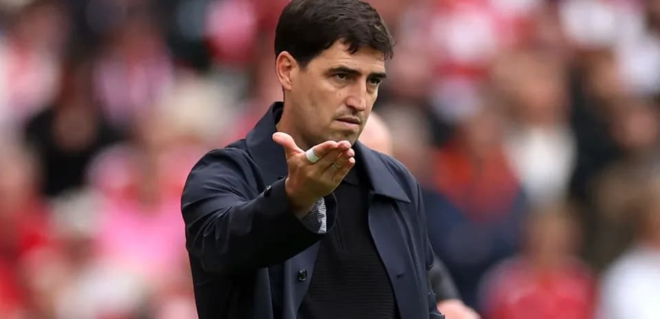Manager gesturing during a football match on the sideline