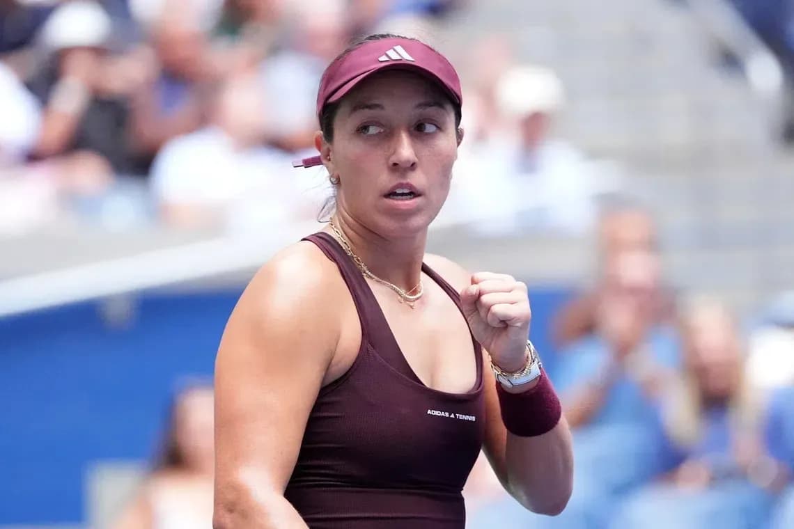 Tennis player celebrating during a match