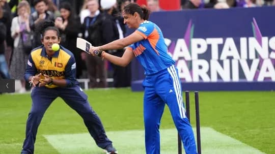 Player batting while wicketkeeper prepares to catch