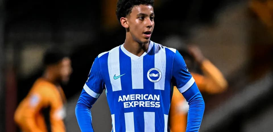 Player wearing Brighton & Hove Albion jersey on field