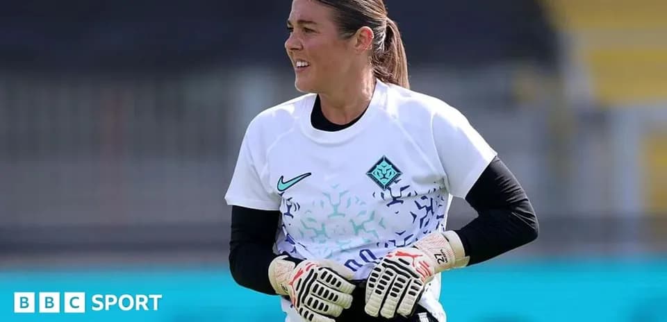 Goalkeeper in training session wearing gloves