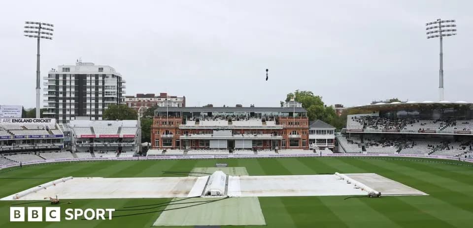 Lords Cricket Ground with covers on the pitch