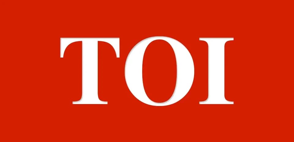 Logo of TOI on red background