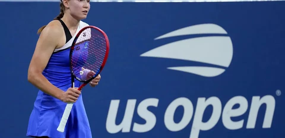 Tennis player holding racket at US Open