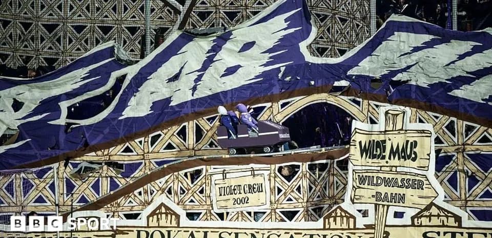 Large banner displayed by fans in stadium