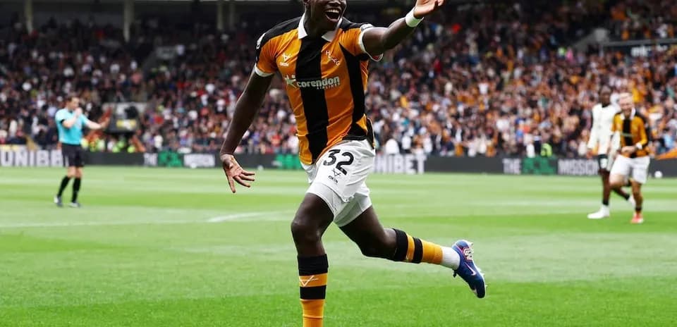 Hull City player celebrating a goal