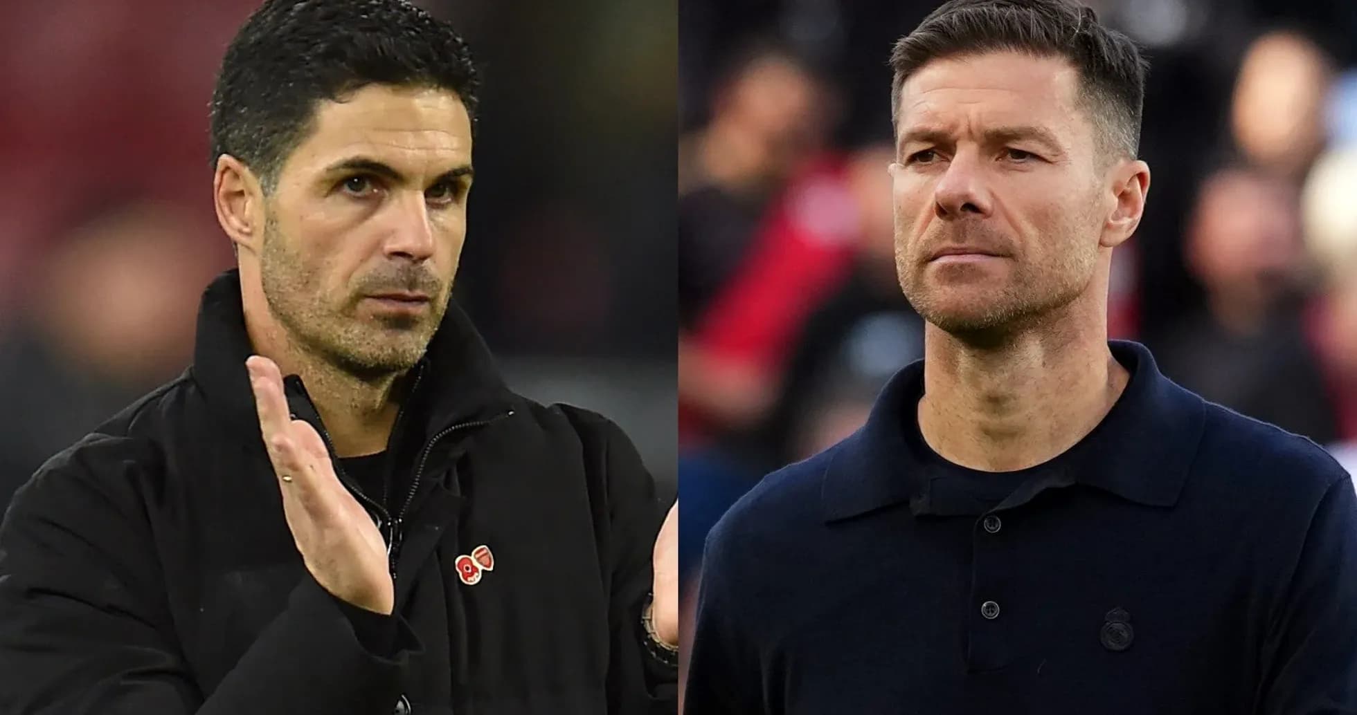 Two football managers during a match