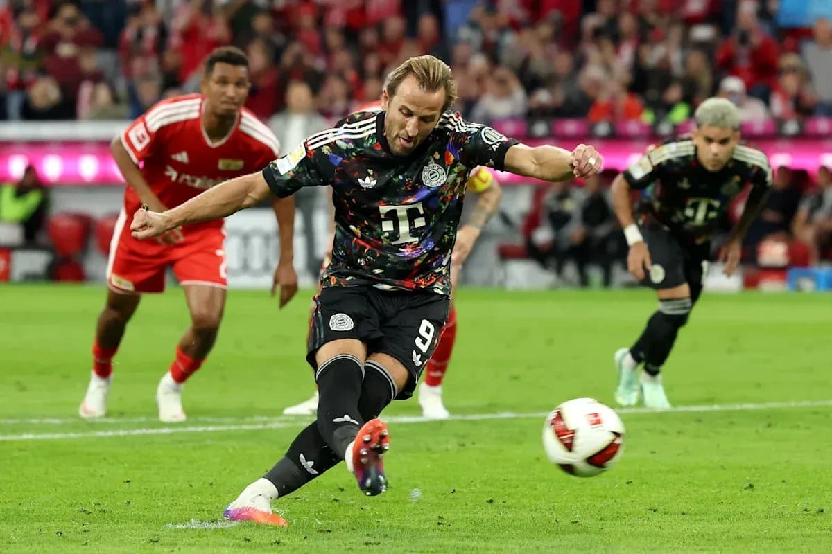 Player taking a penalty kick during the match