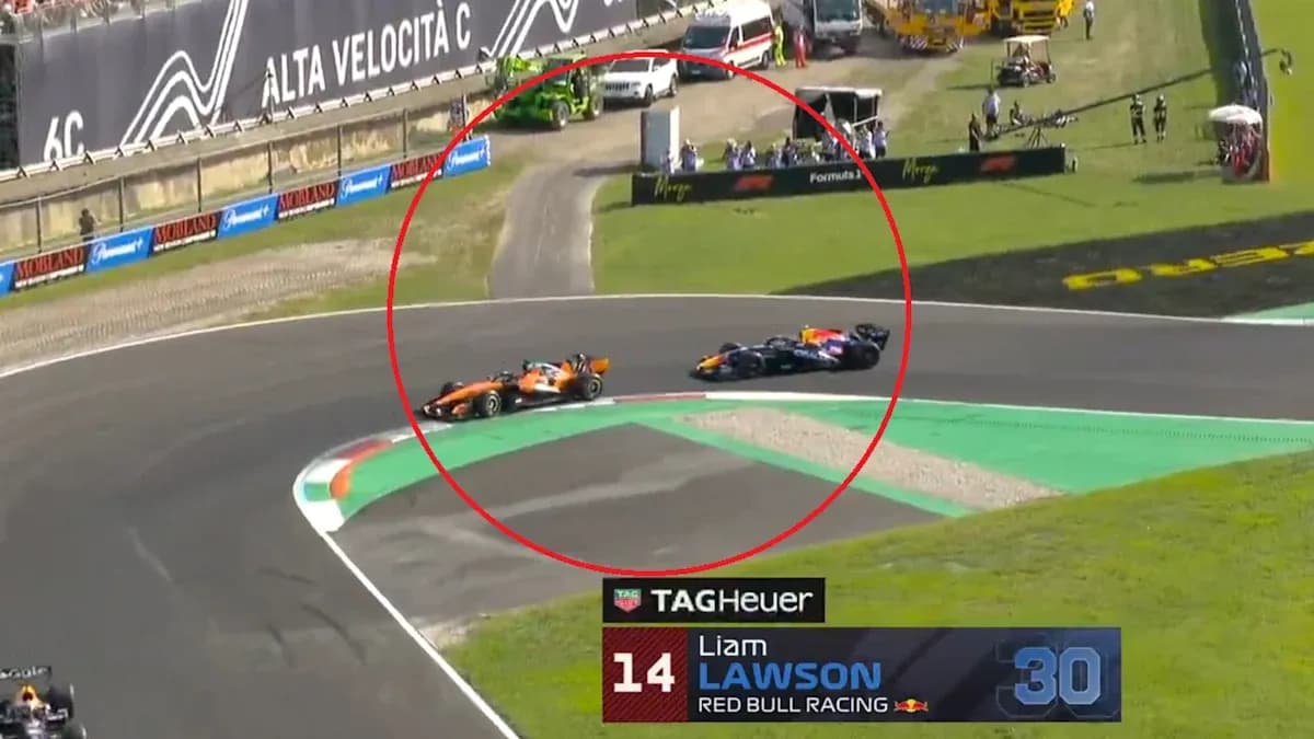 Liam Lawson and another driver racing on track