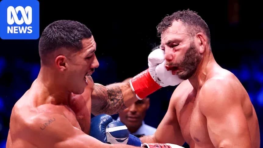 Boxer delivering a punch to opponent's face