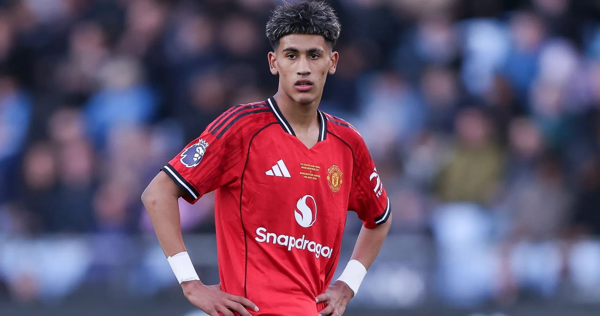 Player in Manchester United jersey on the field