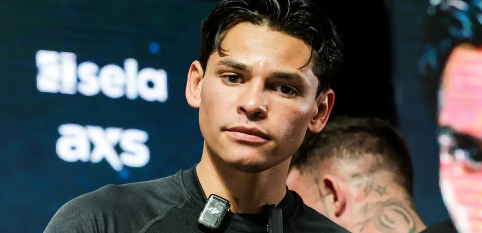 Boxer posing before a match press event