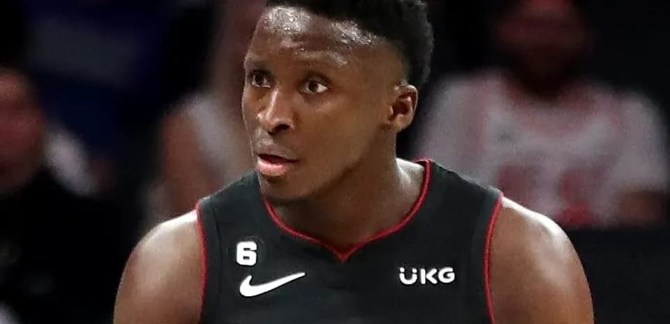 Player in Miami Heat jersey during game action