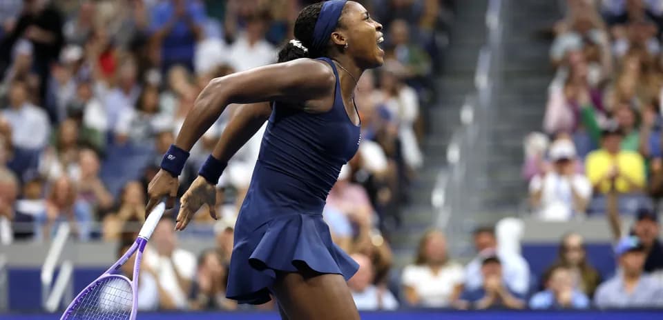 Player celebrating during US Open tennis match