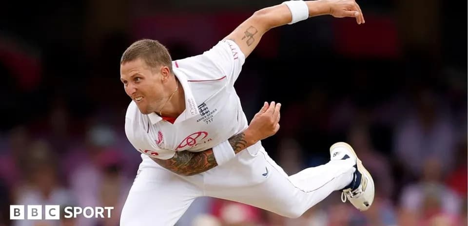 Bowler delivering a ball during cricket match
