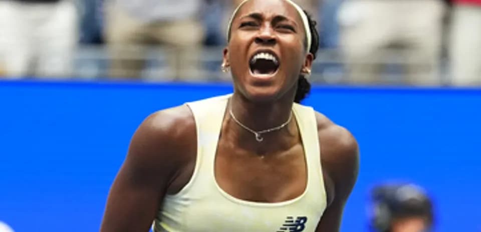 Coco Gauff celebrating victory at US Open