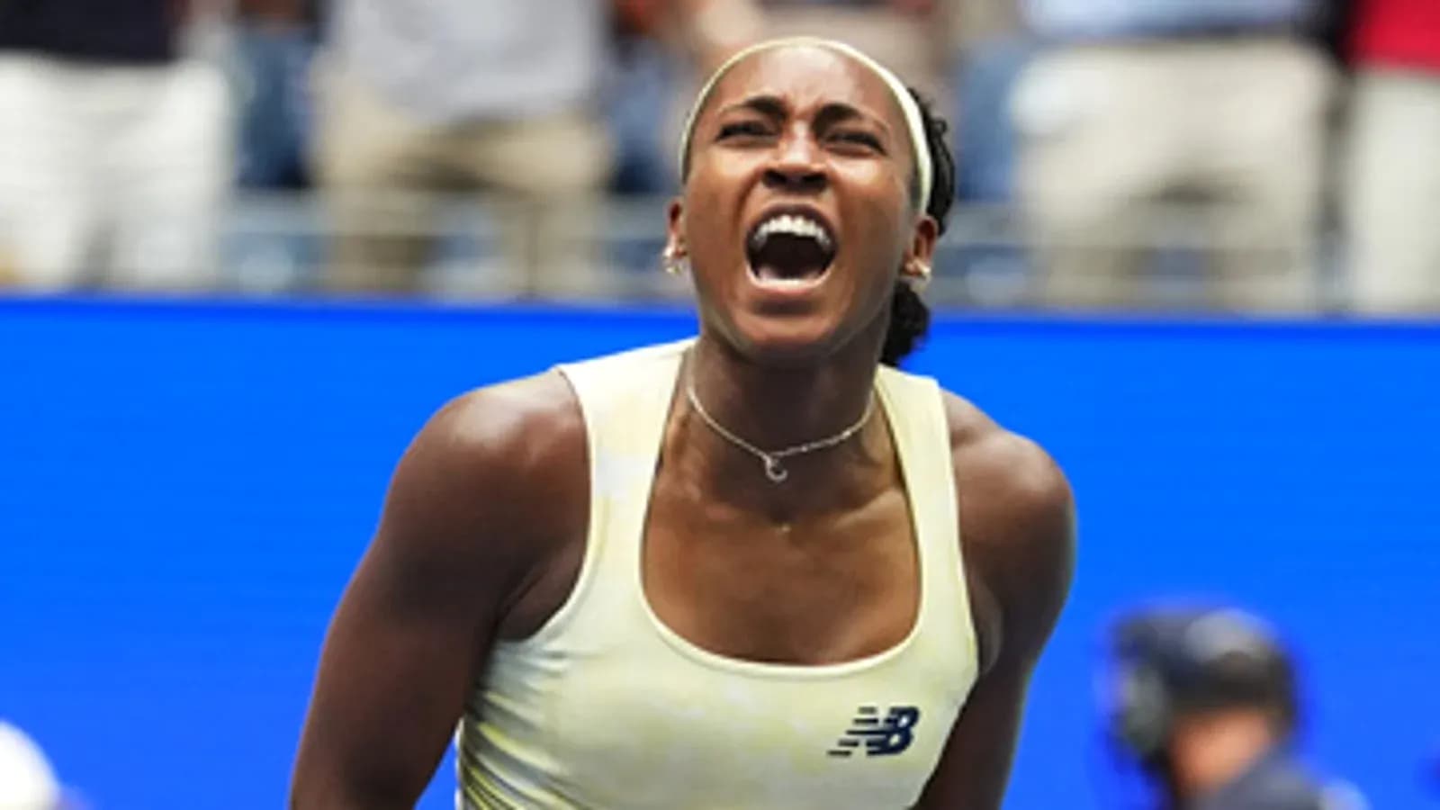Coco Gauff celebrating victory at US Open