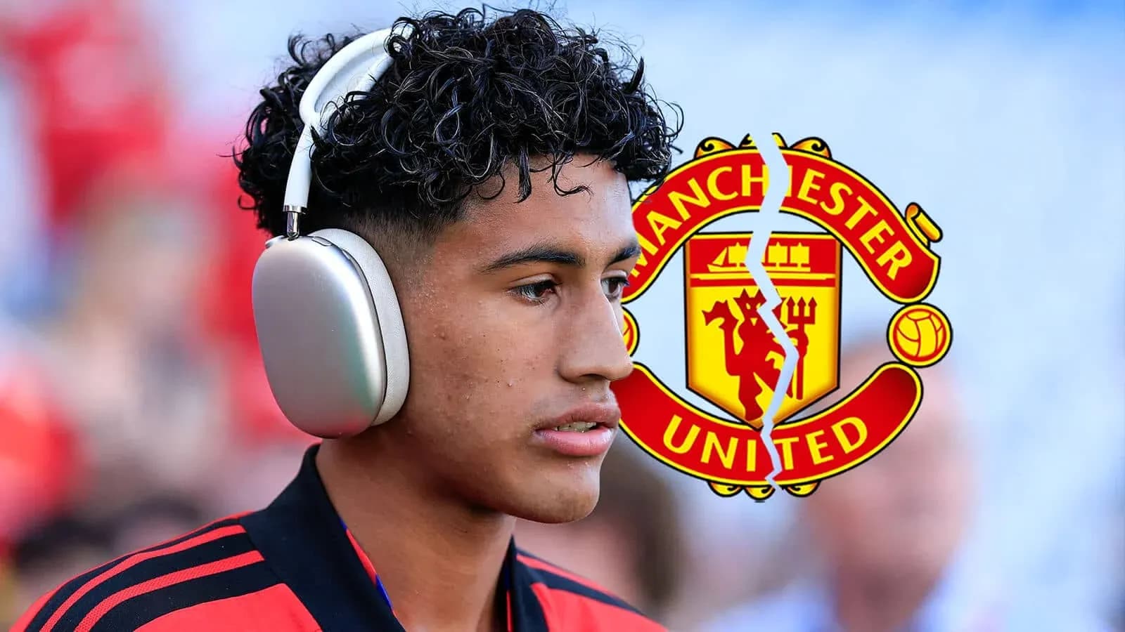 Player wearing headphones before match at stadium