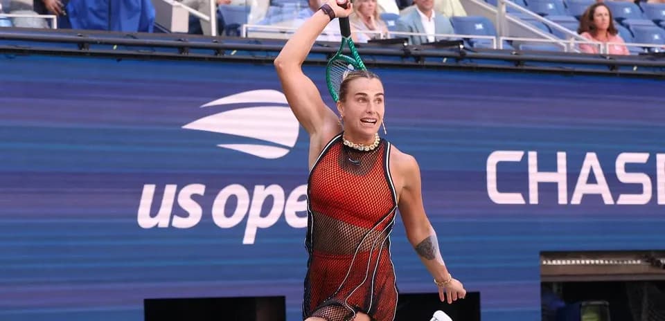 Player serving during a match at US Open