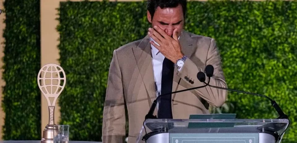Roger Federer speaking at emotional farewell ceremony
