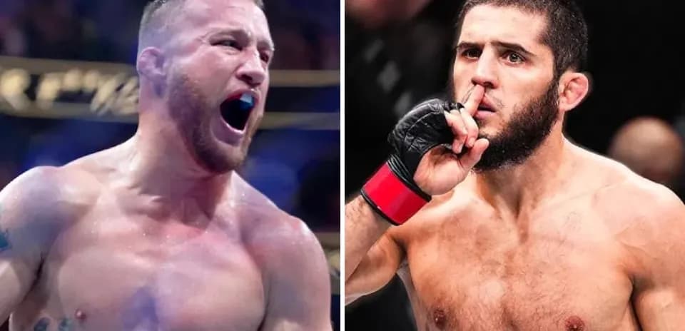 Two MMA fighters in contrasting poses during event
