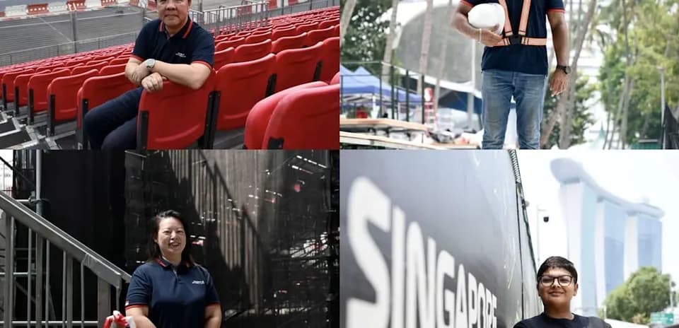 Four individuals at Singapore Grand Prix venue preparations
