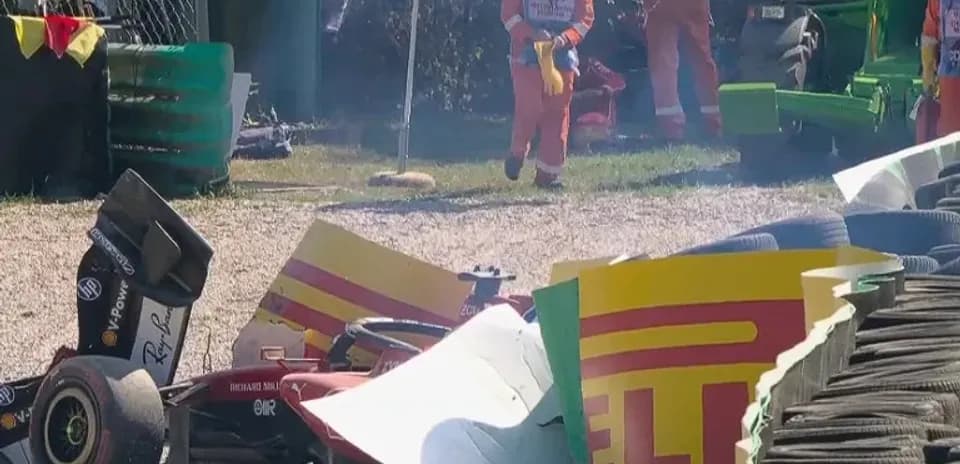 Car crashed into barriers with track officials present