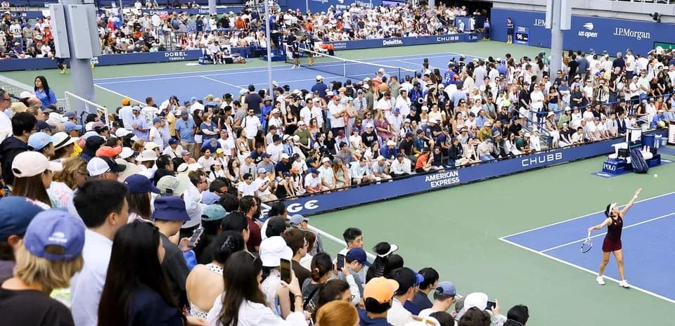 Crowd watching a tennis match at the US Open