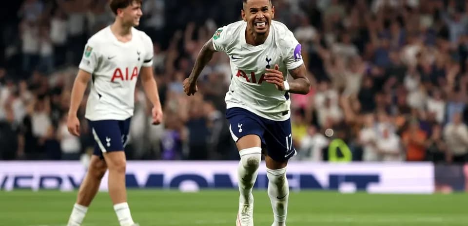 Player celebrating after scoring a goal for Tottenham