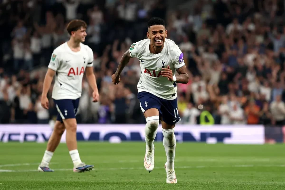 Player celebrating after scoring a goal for Tottenham