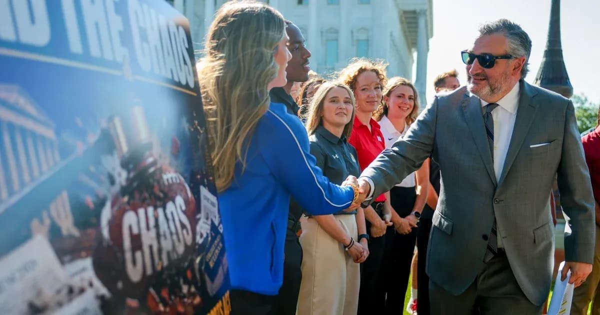 Man shaking hands with woman at outdoor event